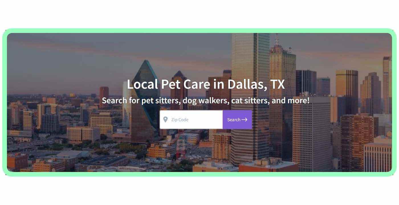Find Local Pet Care CTA Search Dallas