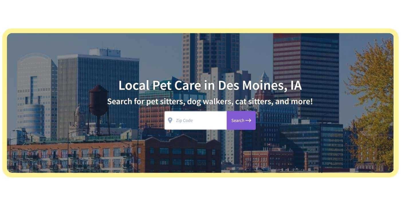 Find Local Pet Care CTA Search Des Moines