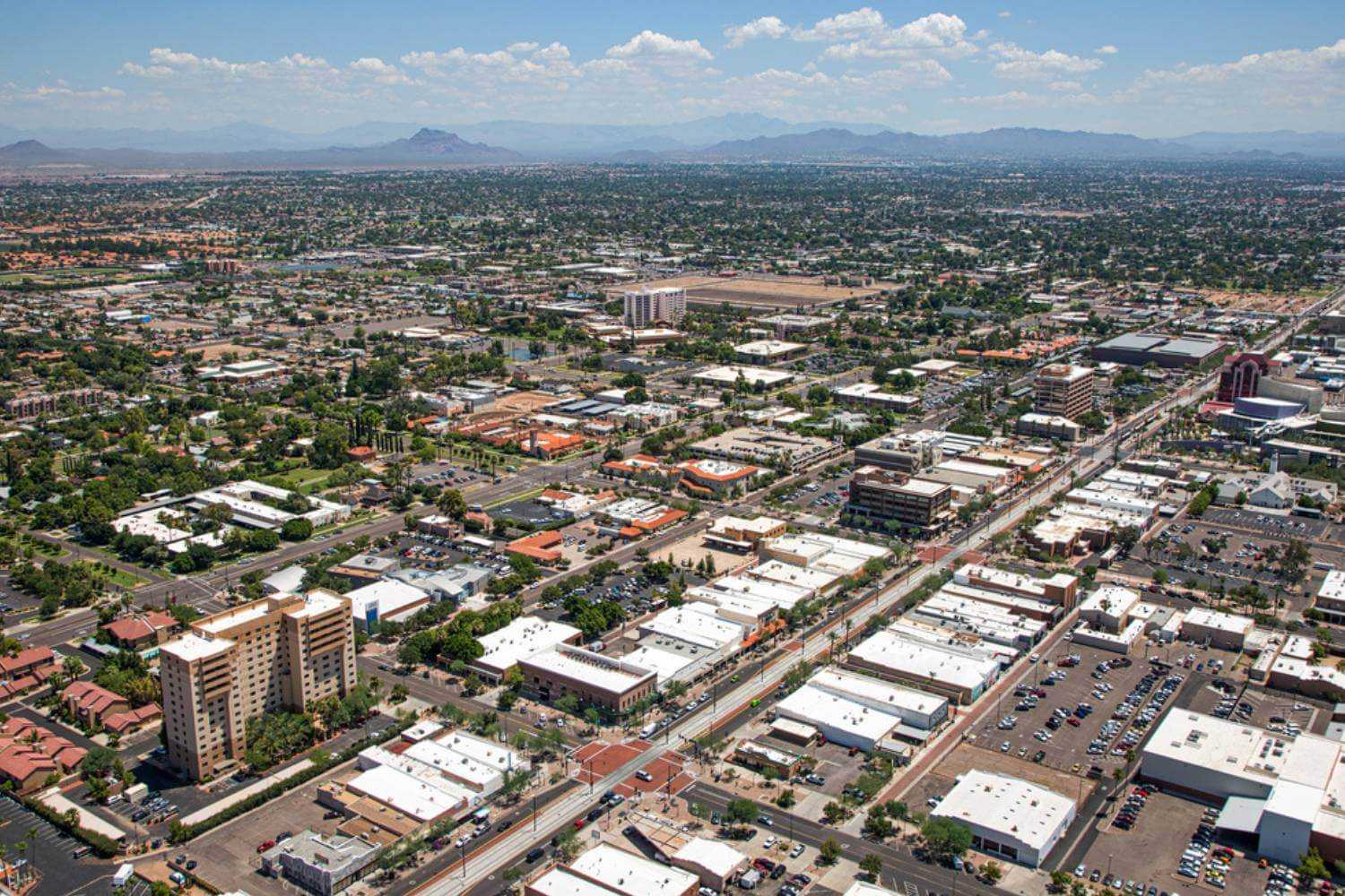 Mesa AZ Downtown from Sky
