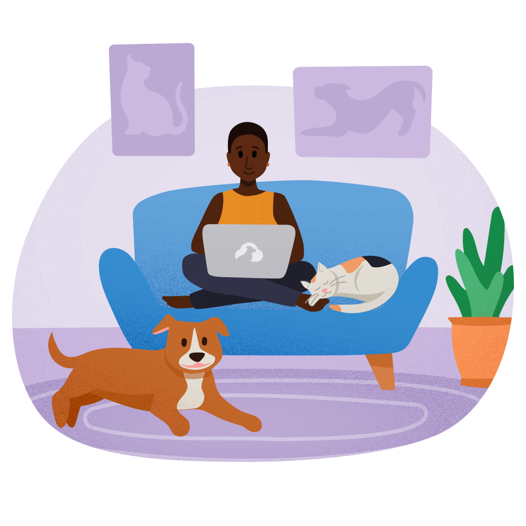 woman with dog illustration
